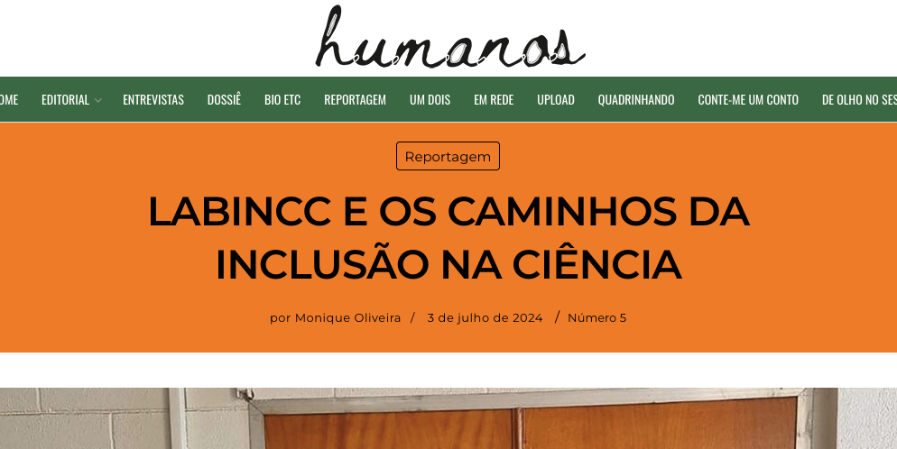 Nosso laboratório de inclusão é tema de reportagem na revista ‘Humanos’, do Sesc RJ